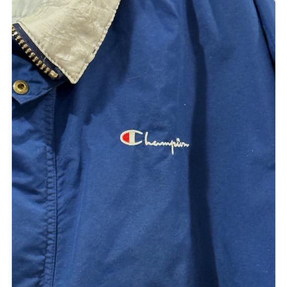 Vintage Champion Jacket Hoodie Medium Parka Zip Snap Closure Fully Lined Blue - Picture 6 of 14
